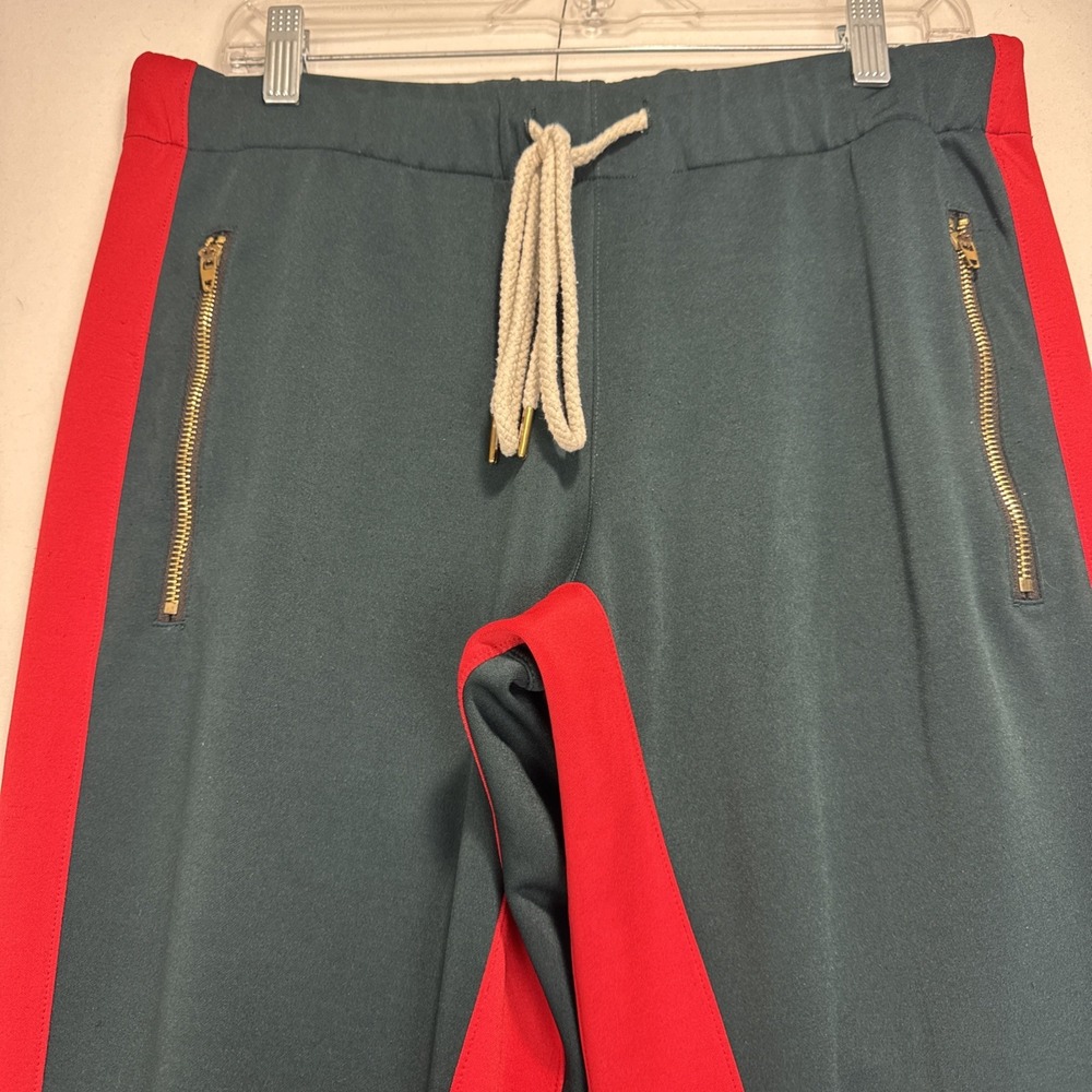 Smoke Rise Joggers Mens Sz 34x32 Lounge Taper Zip Green Red Joggers - Picture 1 of 6